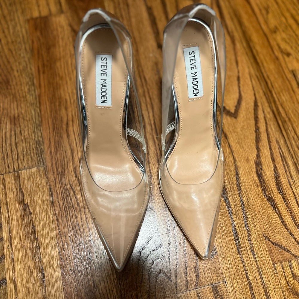 Steve Madden Women's Zana Pump Clear and Silver